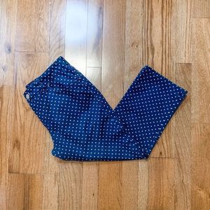 Chaps Navy Blue & White Polka Dot Crop Pants